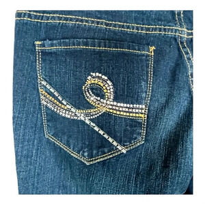 Seven7 Embellished‎ Bootcut Jeans Dark Wash Stretch Sparkle Women Size 6